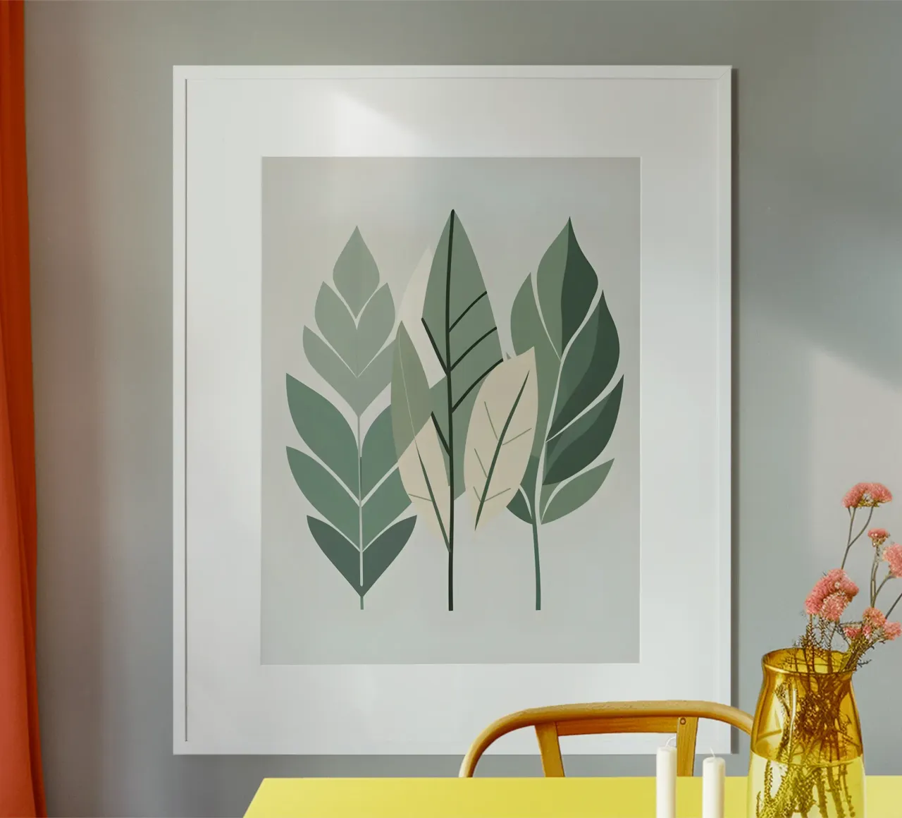 Composizione a tre foglie poster con telaio in legno da The Green Room