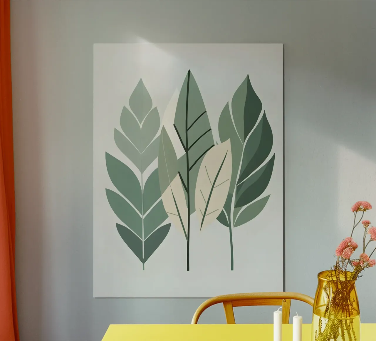 Composizione a tre foglie poster con telaio in legno da The Green Room
