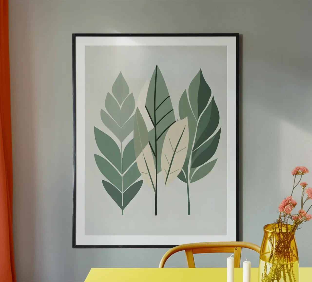 Composizione a tre foglie poster con telaio in legno da The Green Room
