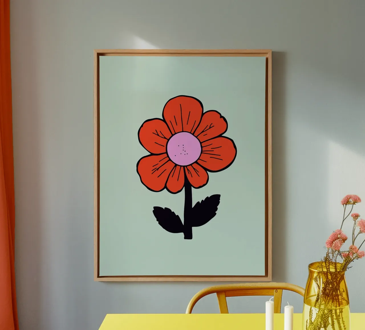 Speelse handgetekende bloemenprint canvas met Baklijst van Lisa Becker