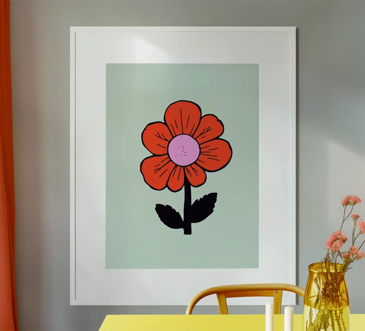 Speelse handgetekende bloemenprint poster van Lisa Becker