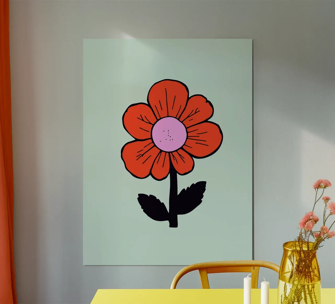Speelse handgetekende bloemenprint poster van Lisa Becker