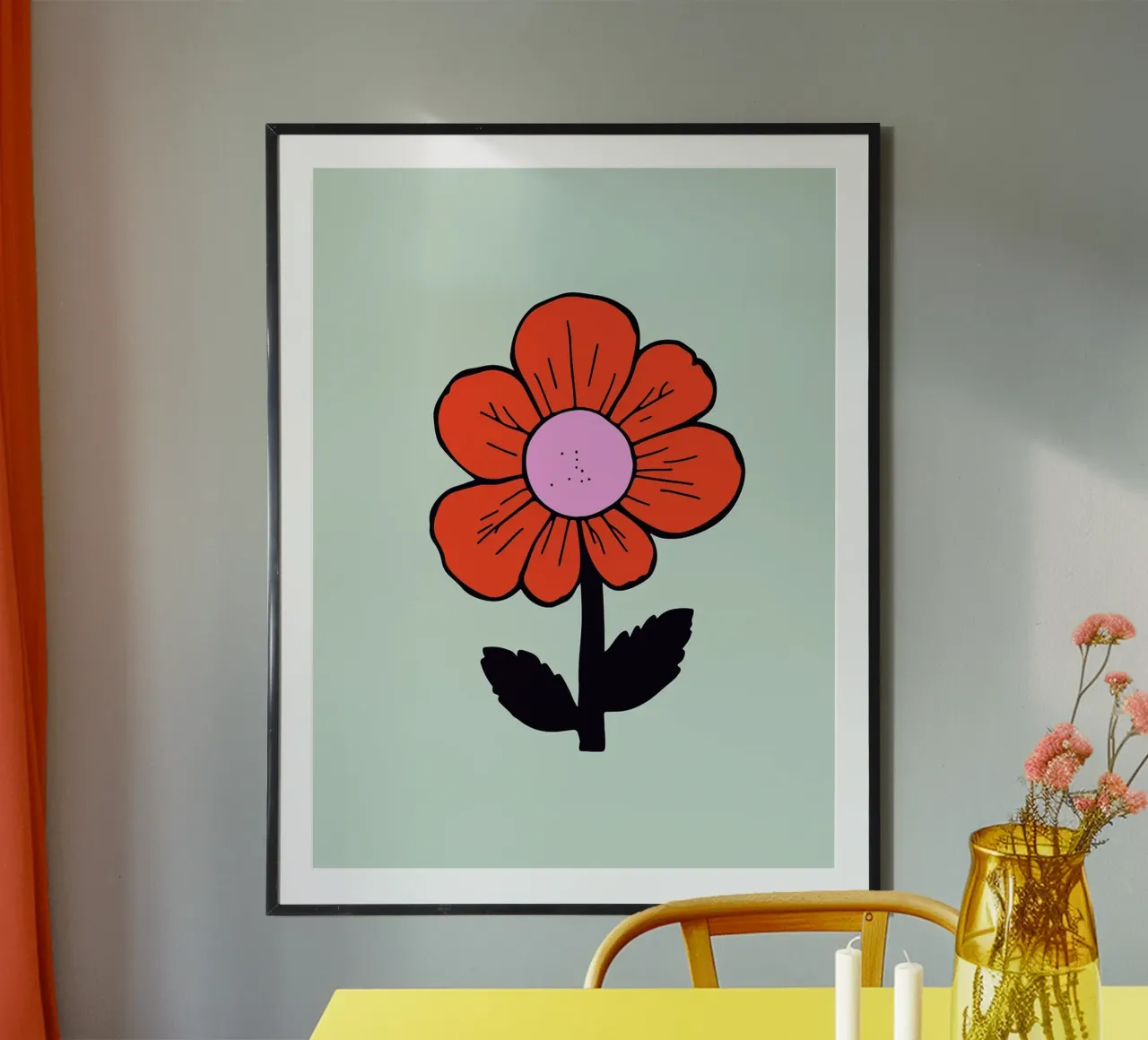 Speelse handgetekende bloemenprint poster van Lisa Becker