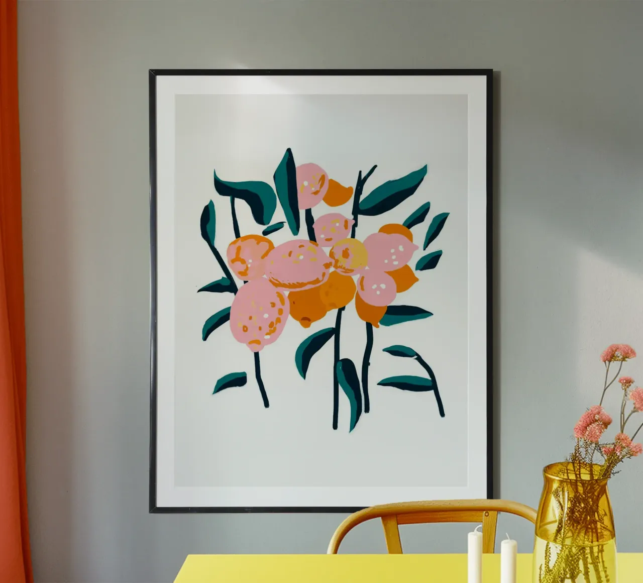 Amore al limone poster con telaio in alluminio da Leon Franke