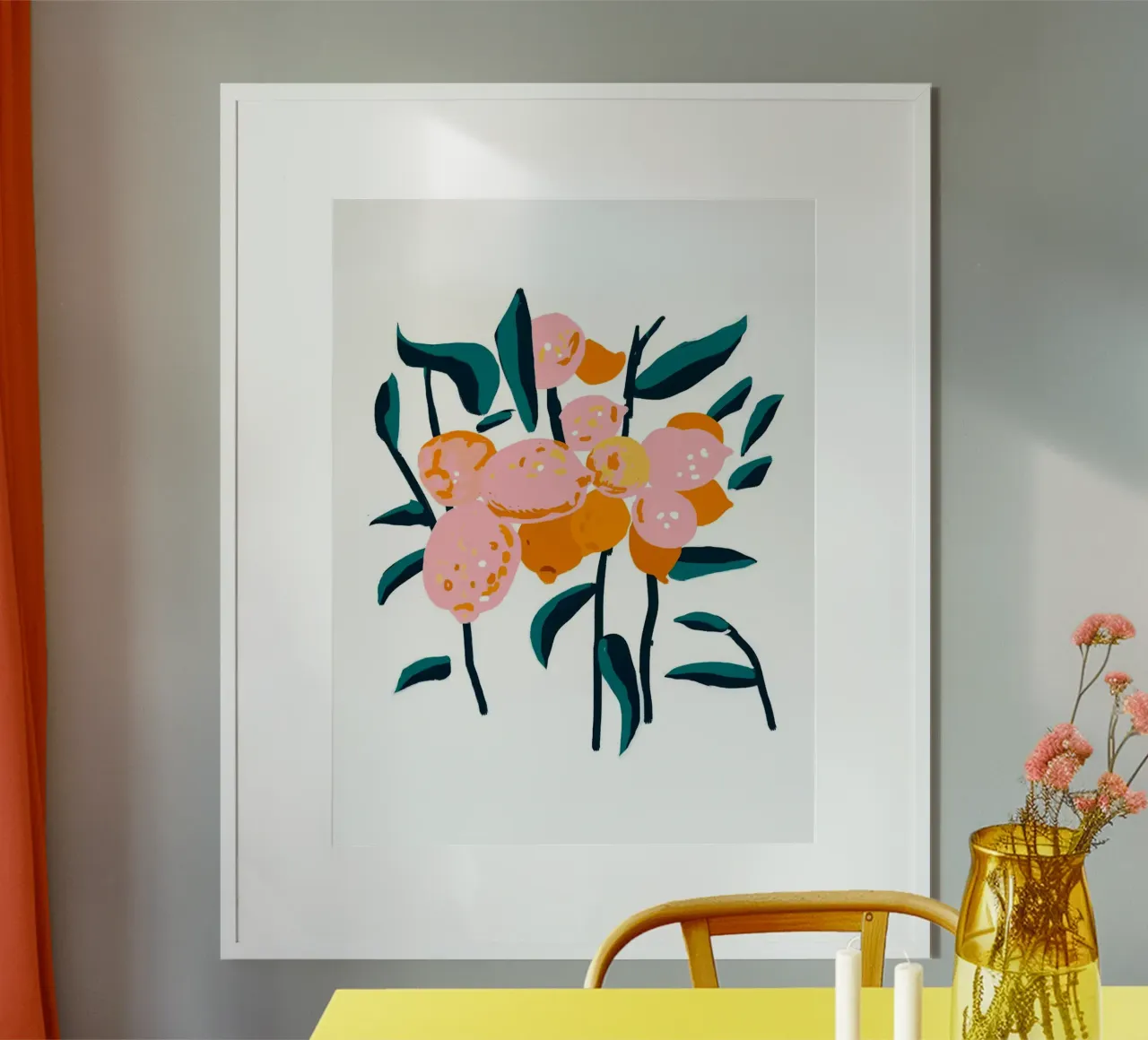 Amore al limone poster con telaio in alluminio da Leon Franke