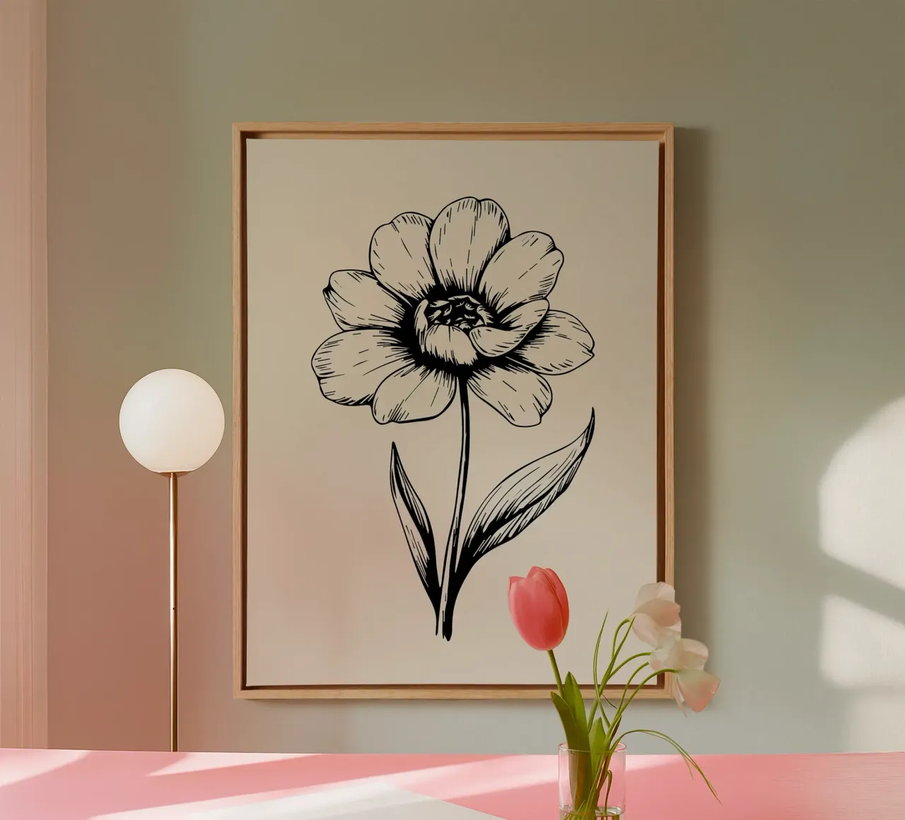 Illustrazione di fiori d'epoca disegnati a mano tela con Cornice a cassetta da Leon Franke