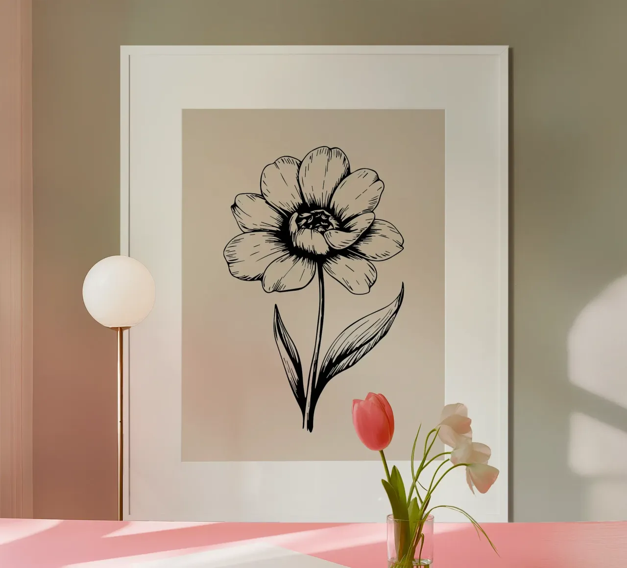 Illustrazione di fiori d'epoca disegnati a mano poster con telaio in alluminio da Leon Franke