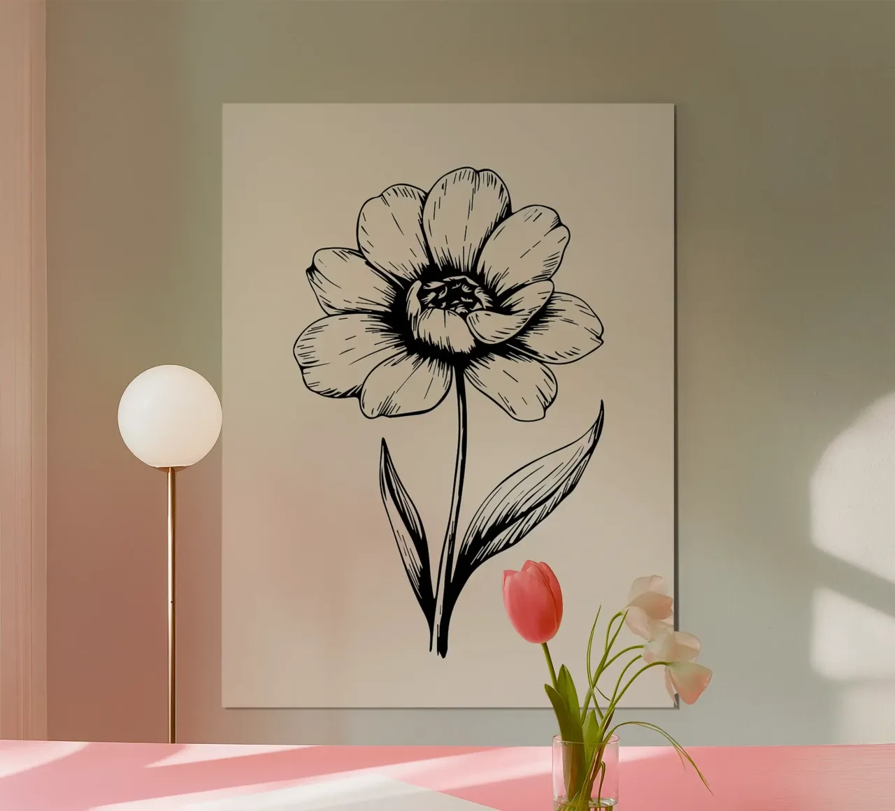 Illustrazione di fiori d'epoca disegnati a mano poster con telaio in alluminio da Leon Franke