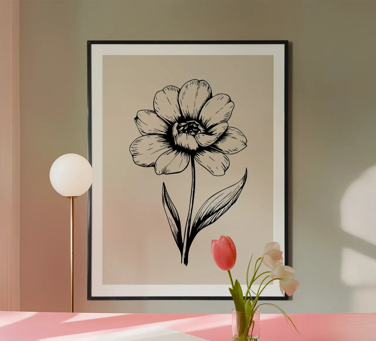 Illustrazione di fiori d'epoca disegnati a mano poster con telaio in alluminio da Leon Franke