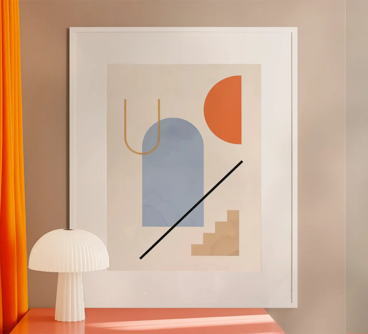 Forme geometriche poster con telaio in legno da Leon Franke