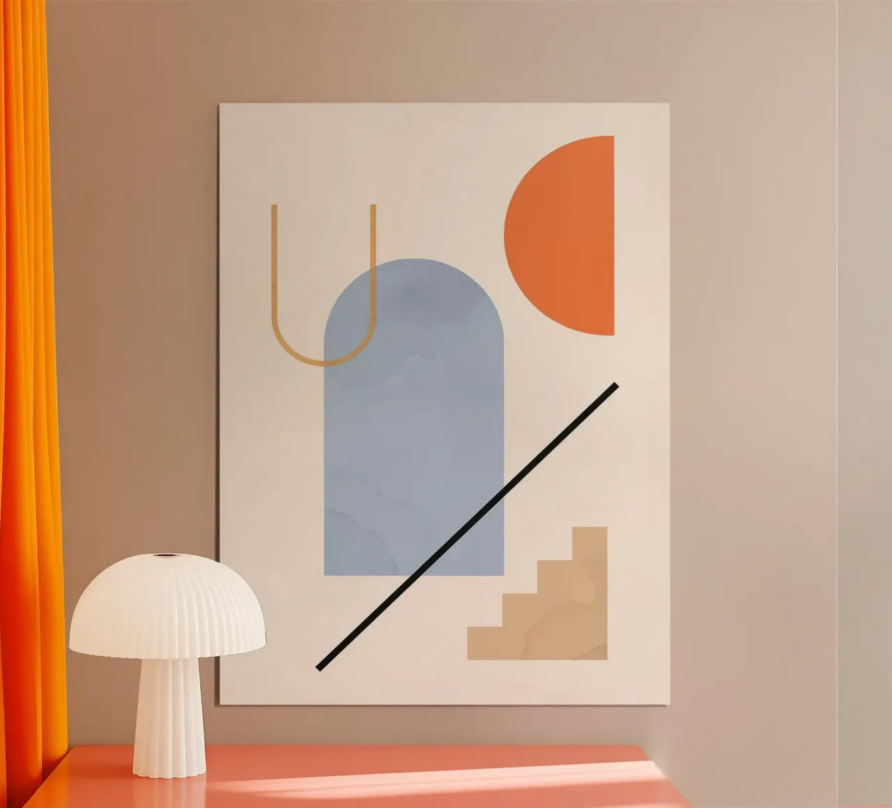 Forme geometriche poster con telaio in legno da Leon Franke