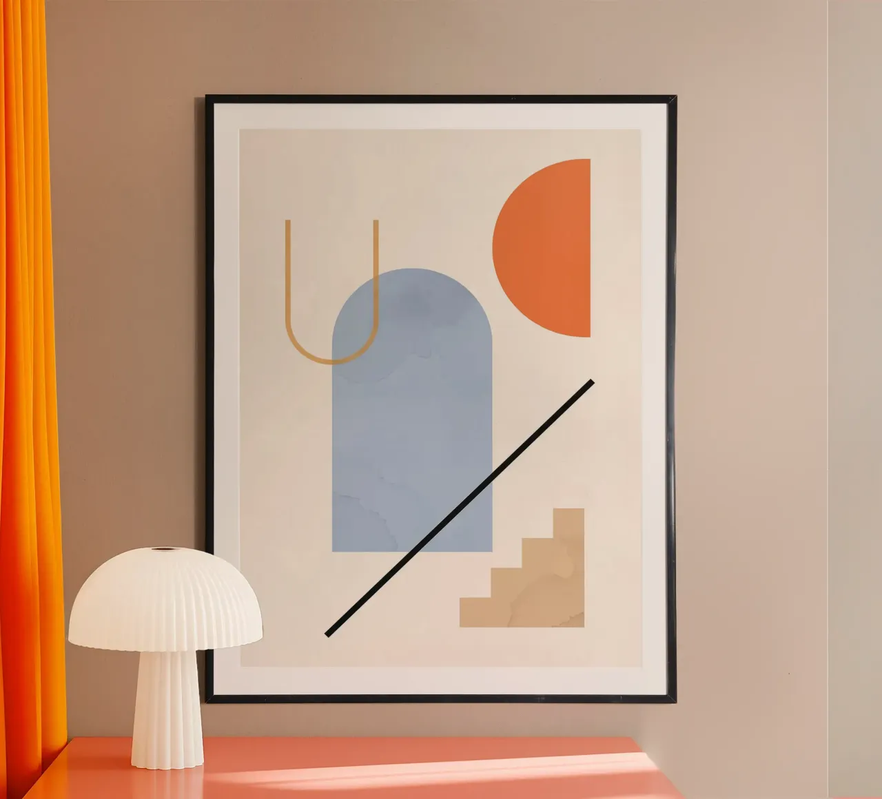 Forme geometriche poster con telaio in legno da Leon Franke