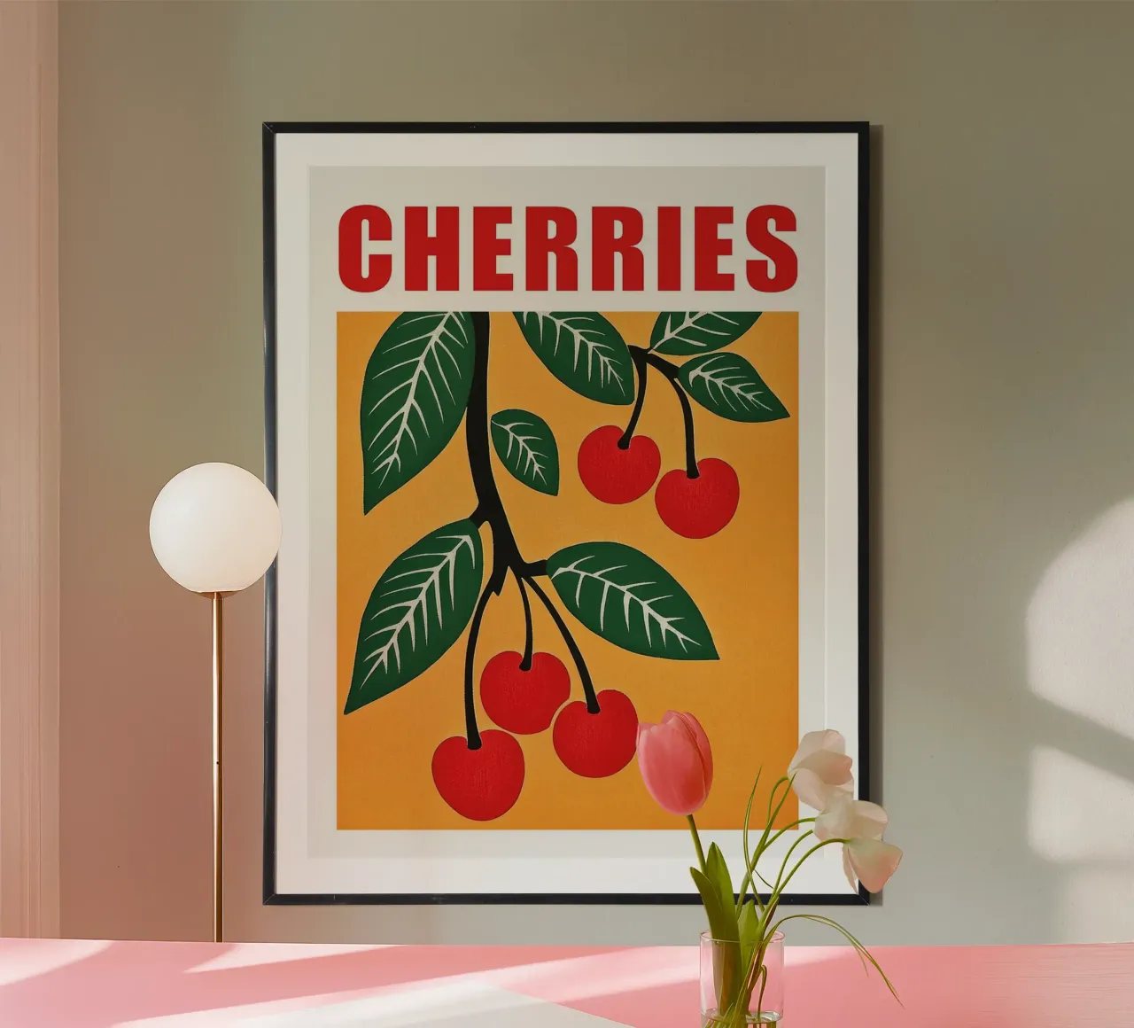 Stampa d'arte retrò sulle ciliegie poster da Leon Franke