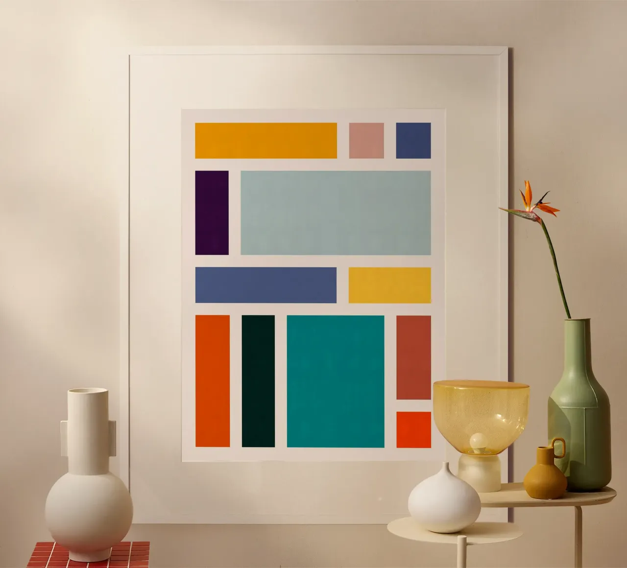 Colorato XII poster con telaio in alluminio da Leon Franke