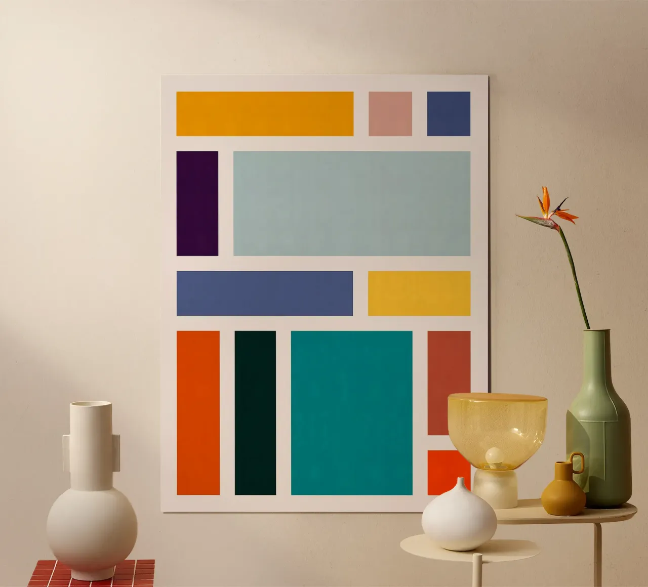 Colorato XII poster con telaio in alluminio da Leon Franke