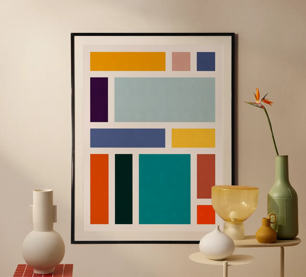 Colorato XII poster con telaio in alluminio da Leon Franke