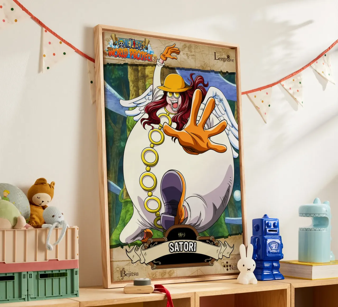 Anime dei personaggi di Satori - 1ne Piece tela con Cornice a cassetta da skurtow