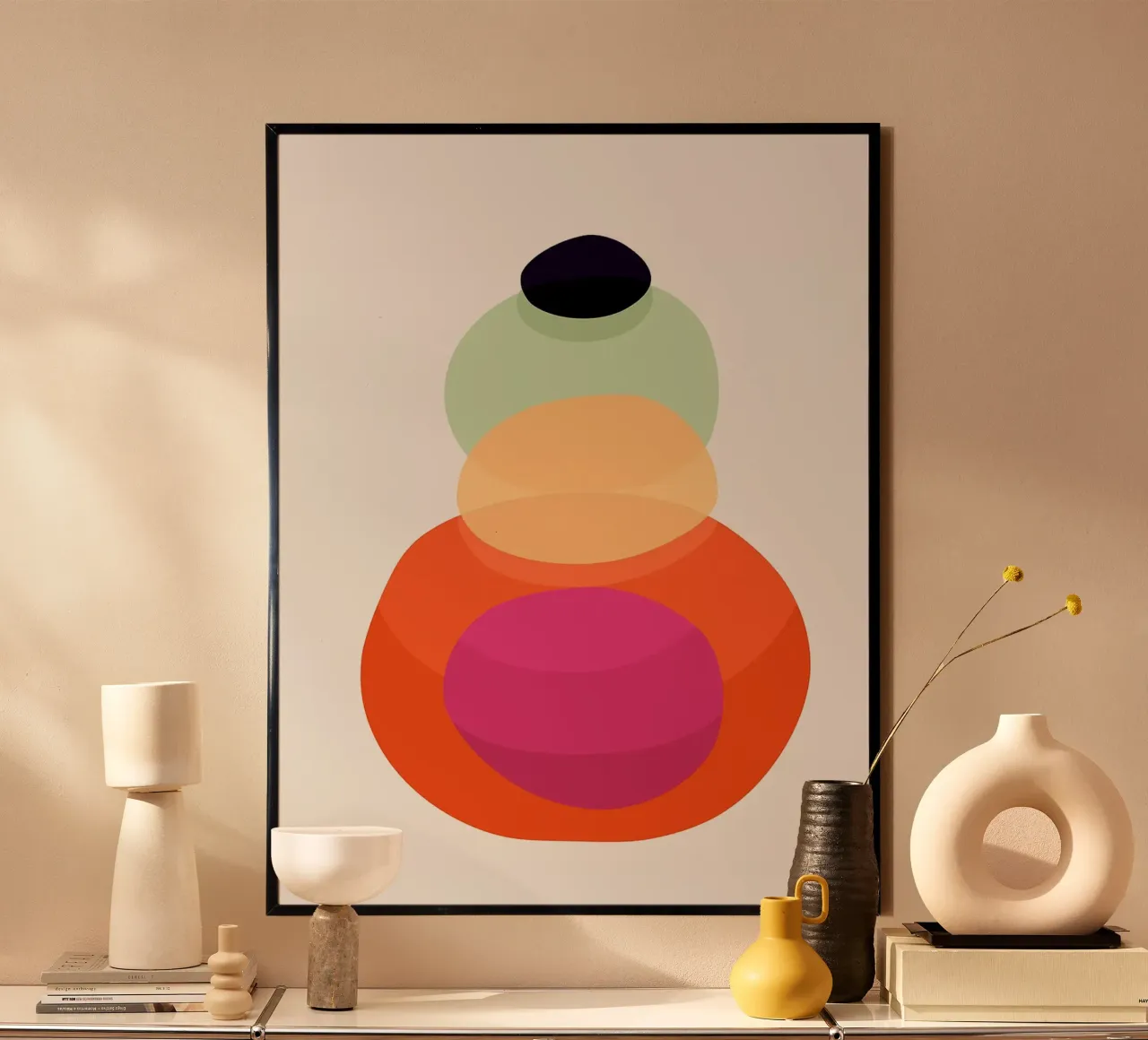 Astratto colorato poster con telaio in legno da Maria Maier