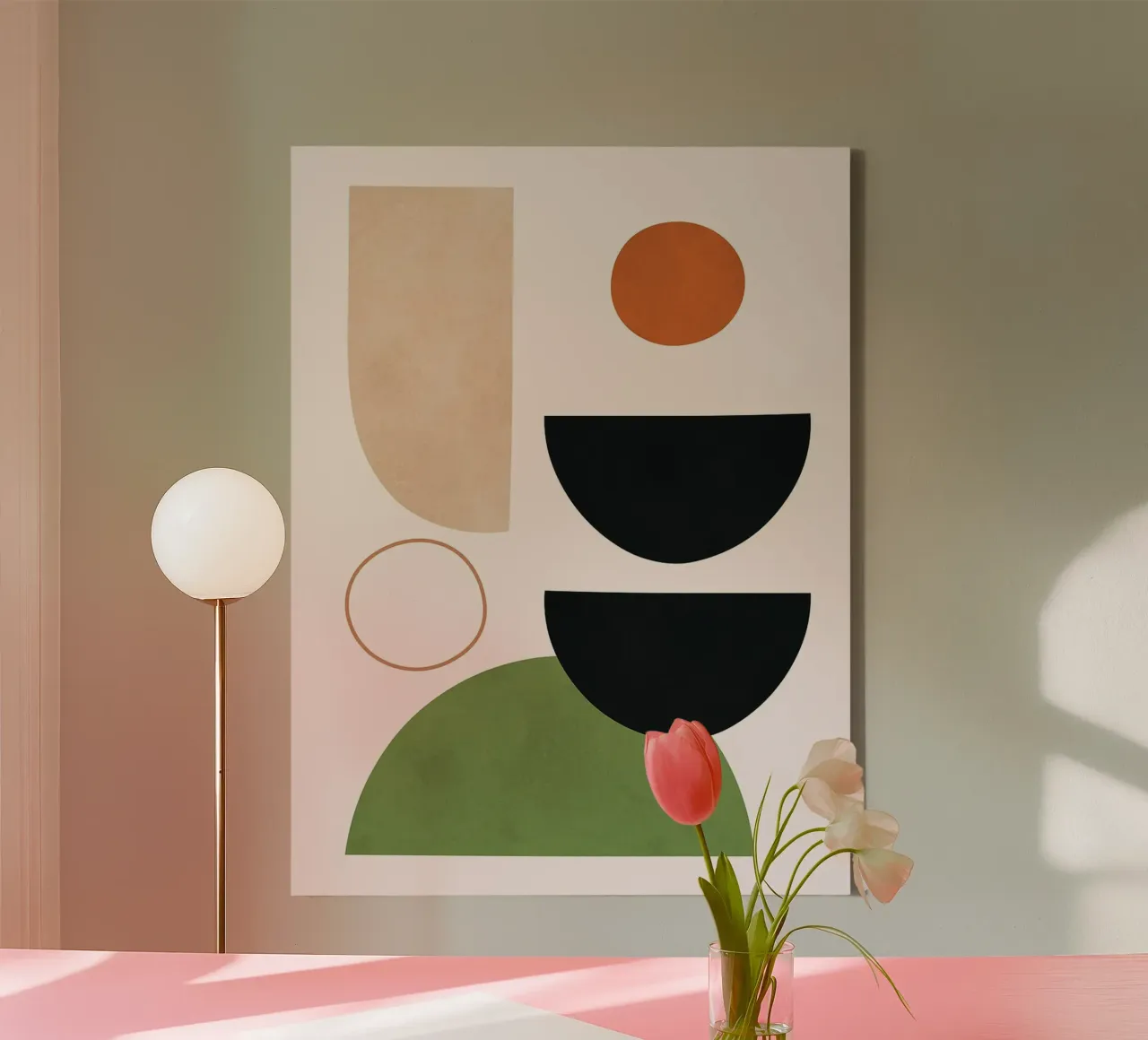 Cirkels en halve cirkels canvas met Baklijst van Maria Maier