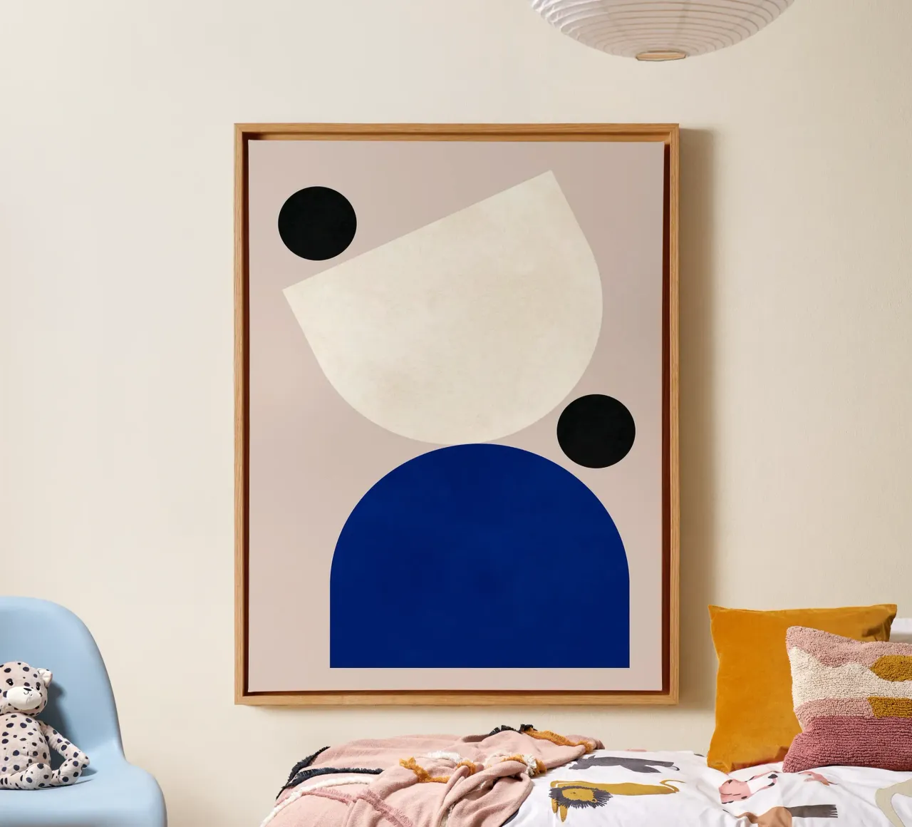 Abstracte Geometrische Kunstdruk canvas met Baklijst van Maria Maier