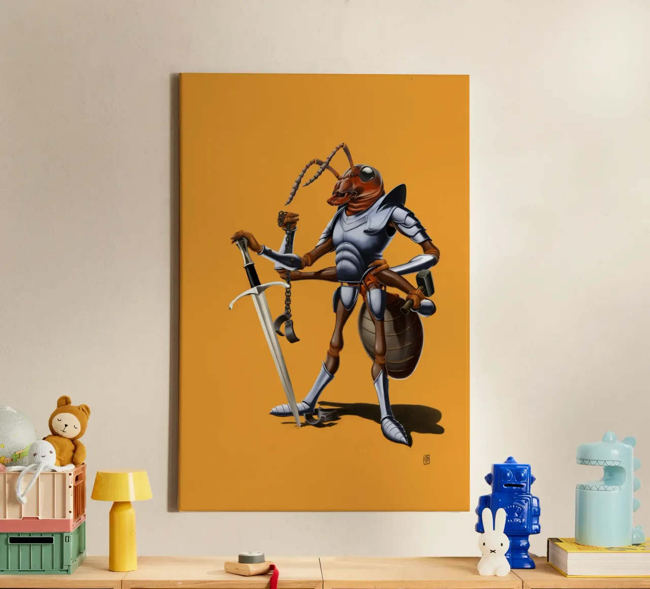 Soldiering On (Coloured) tela con Cornice a cassetta da Rob Art | Illustration