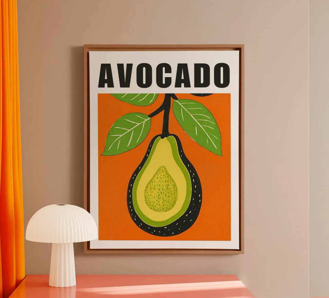 Stampa d'arte di frutta retrò sull'avocado tela con Cornice a cassetta da Maria Maier