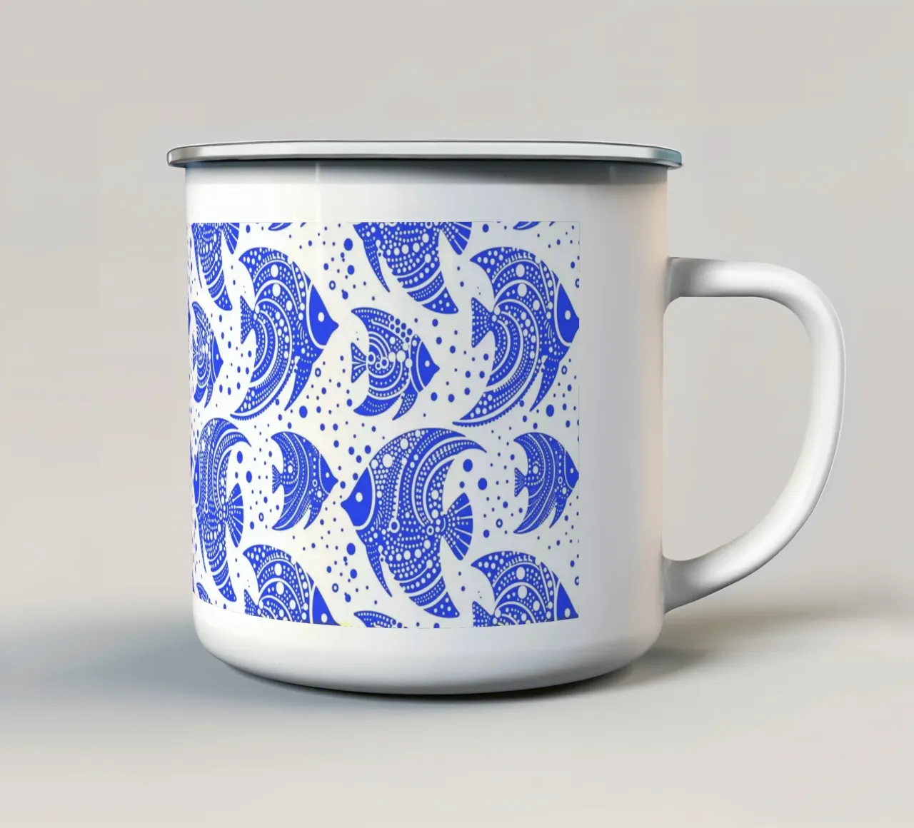 Pesce tropicale blu e bianco tazza in smalto da SilverPegasus
