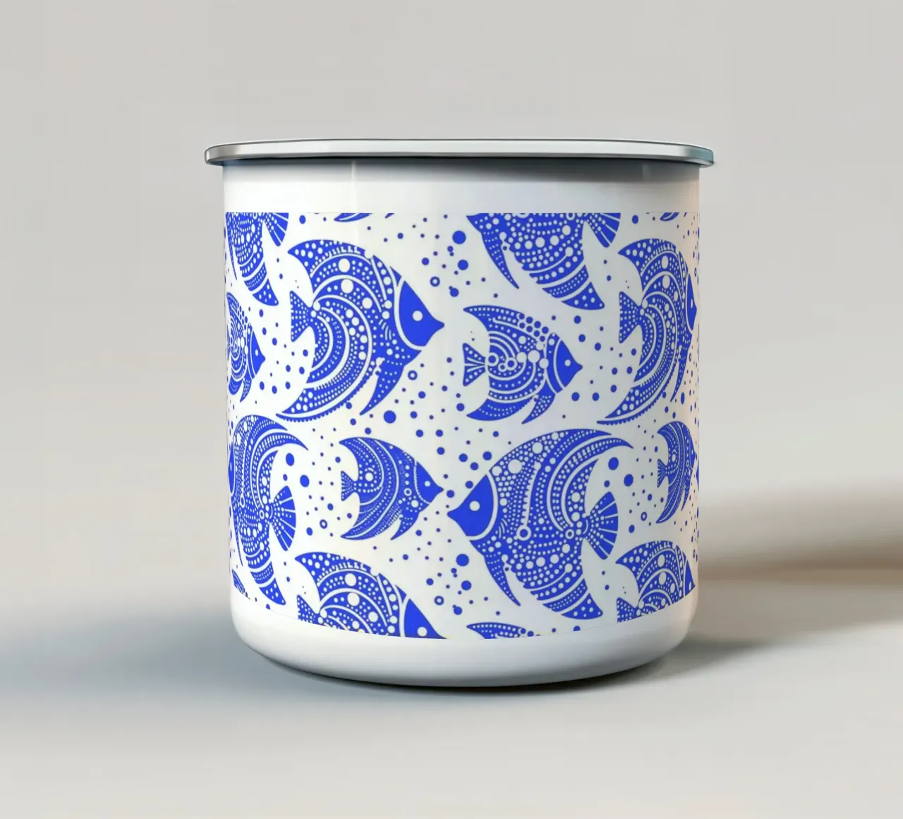 Pesce tropicale blu e bianco tazza in smalto da SilverPegasus
