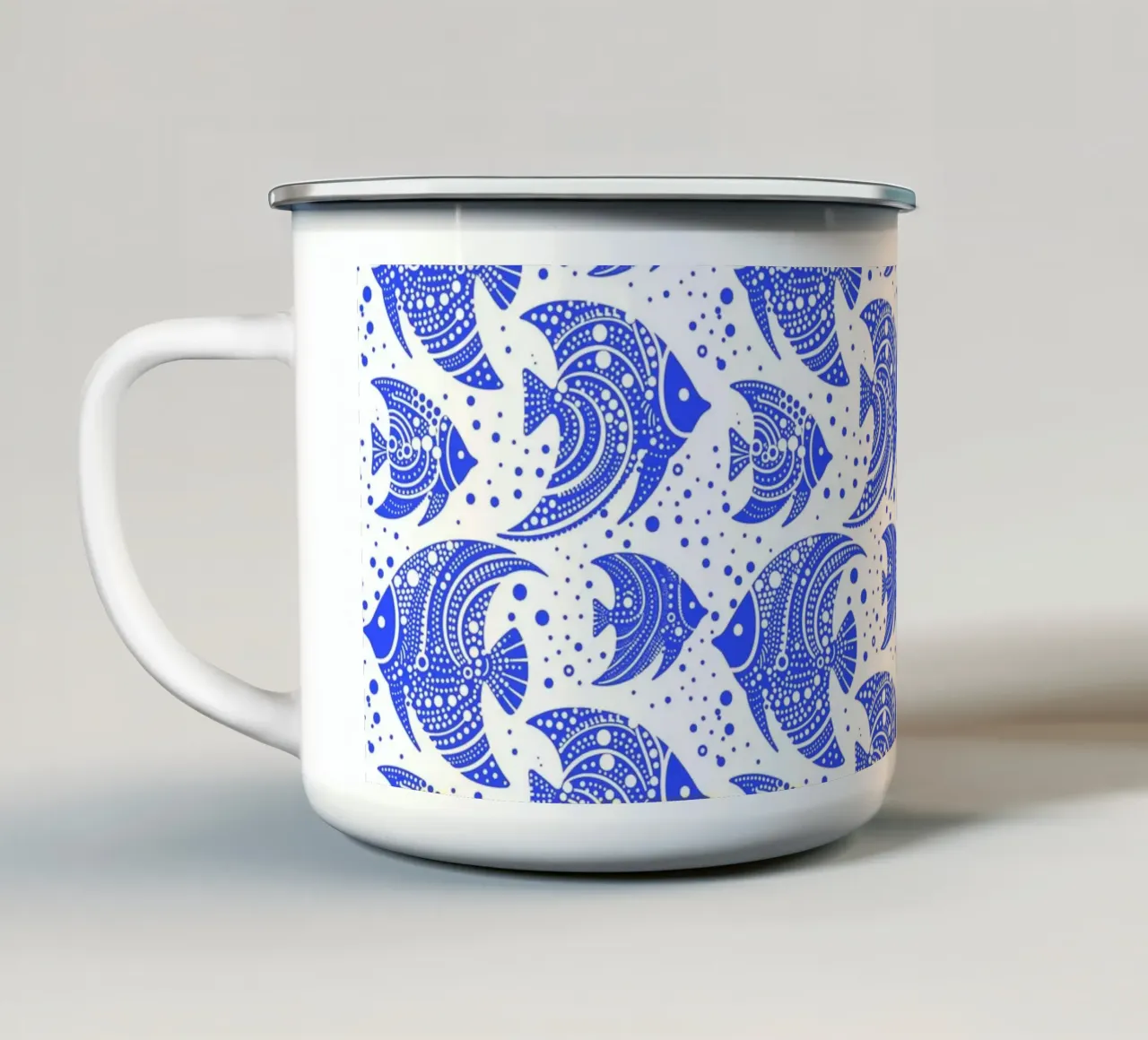 Pesce tropicale blu e bianco tazza in smalto da SilverPegasus