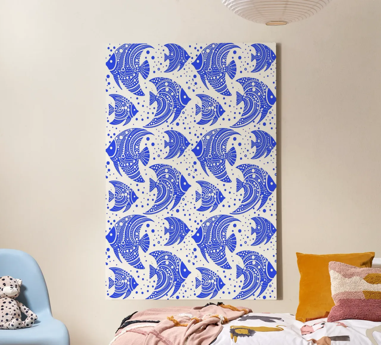 Pesce tropicale blu e bianco tela con Cornice a cassetta da SilverPegasus