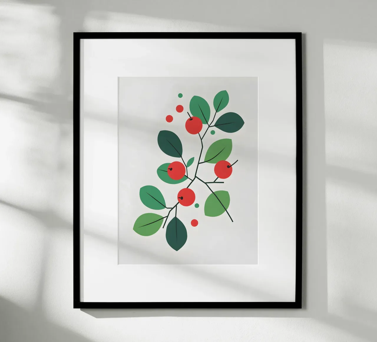 Ramo con bacche poster con telaio in legno da The Green Room