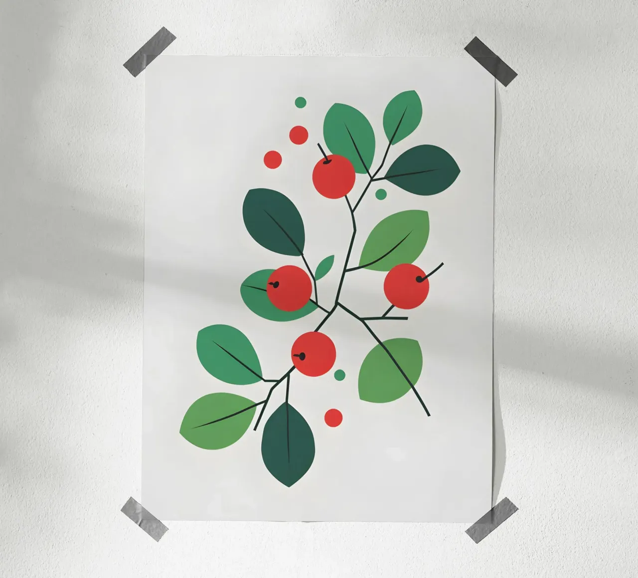 Ramo con bacche poster con telaio in legno da The Green Room