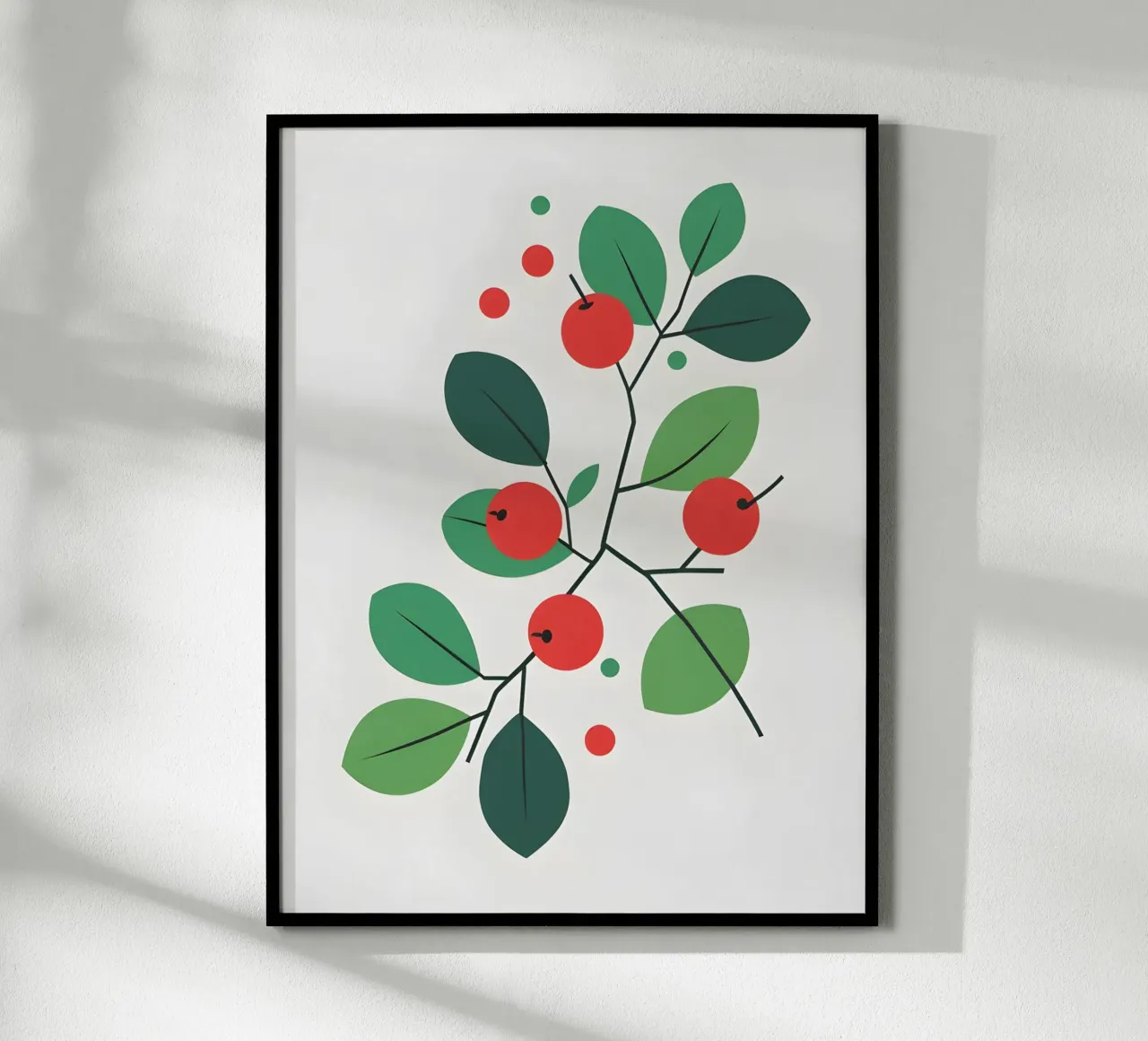 Ramo con bacche poster con telaio in legno da The Green Room