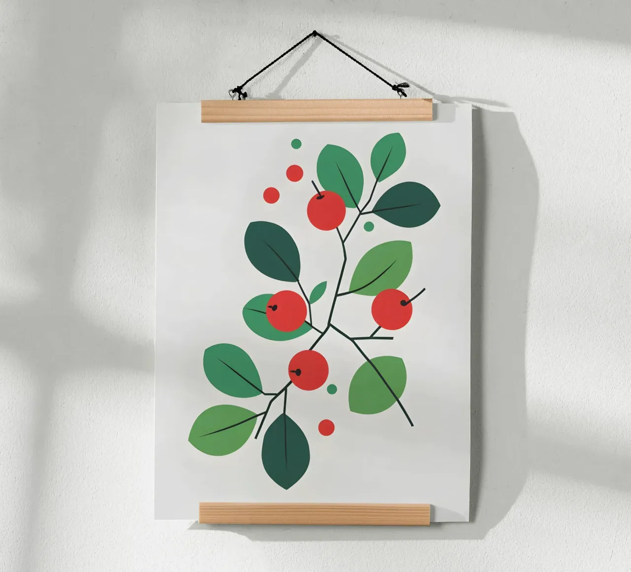Ramo con bacche poster con telaio in legno da The Green Room