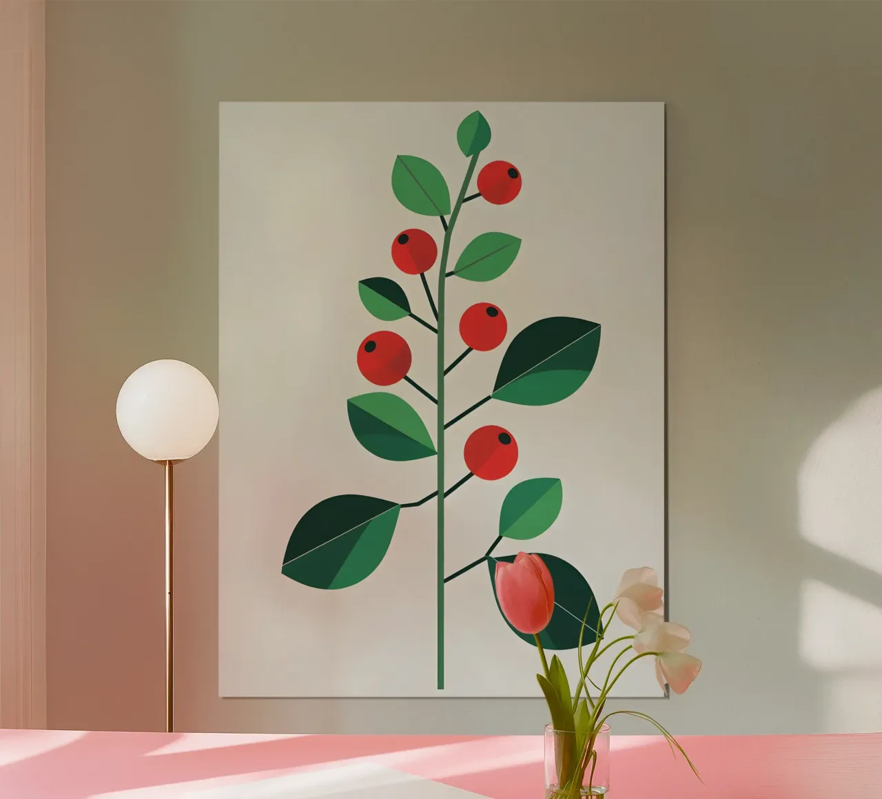 Ramo con bacche poster con telaio in legno da The Green Room