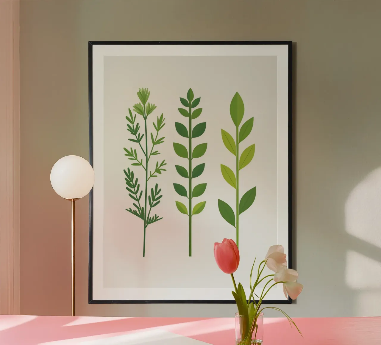 composizione di rametti di erbe poster con telaio in legno da The Green Room