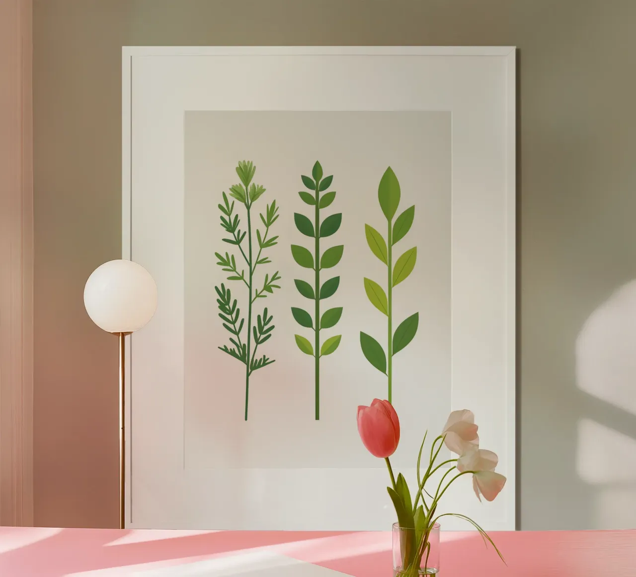 composizione di rametti di erbe poster con telaio in legno da The Green Room