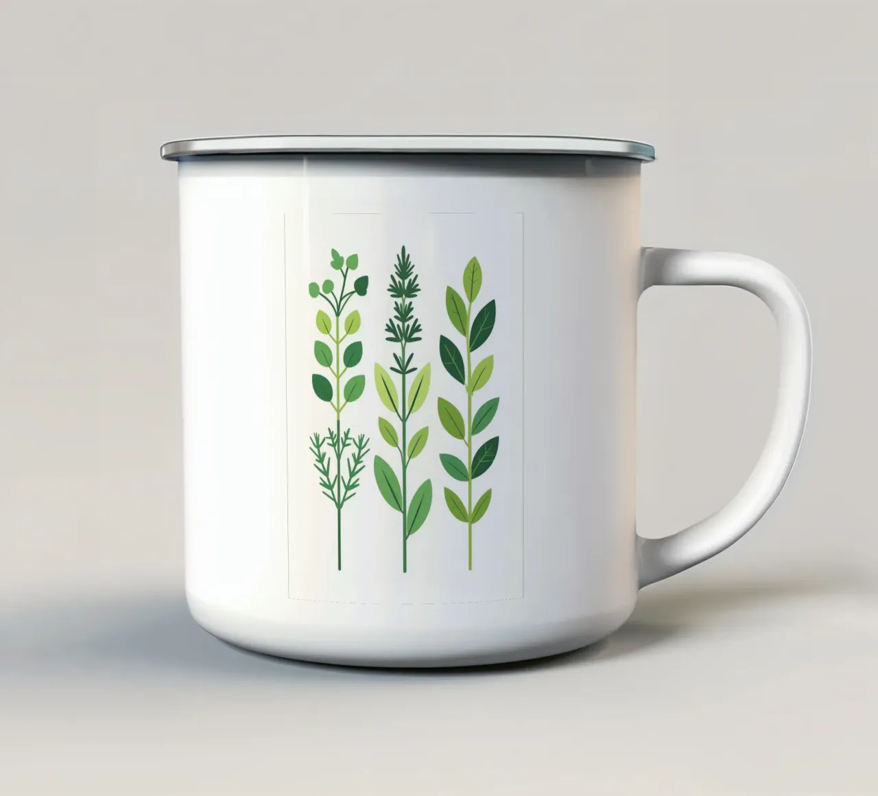 composizione di rametti di erbe tazza in smalto da Botanical Gallery