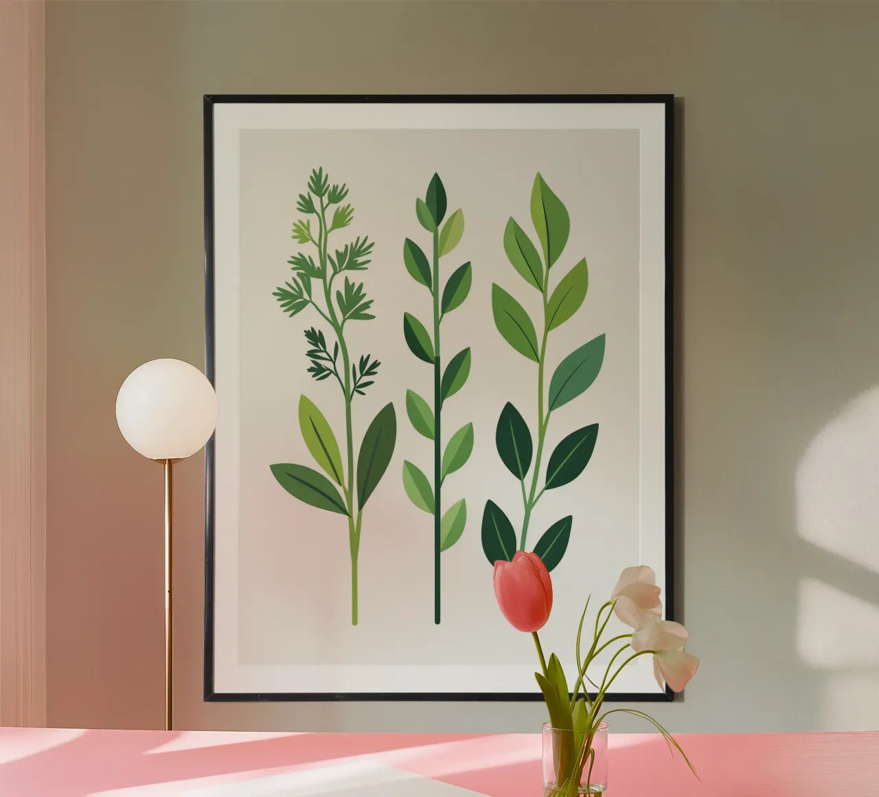 composizione di rametti di erbe poster con telaio in legno da The Green Room