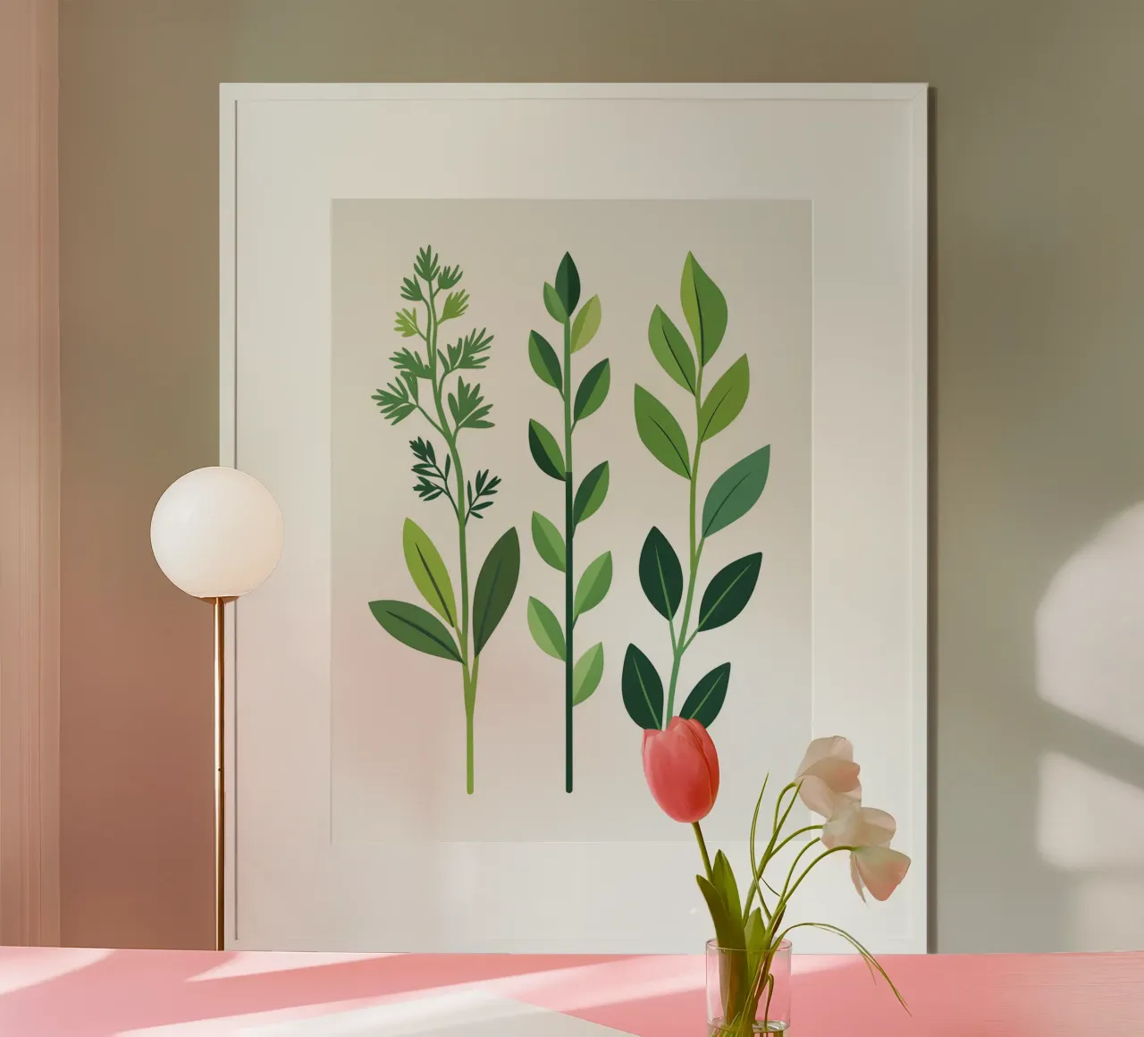 composizione di rametti di erbe poster con telaio in legno da The Green Room