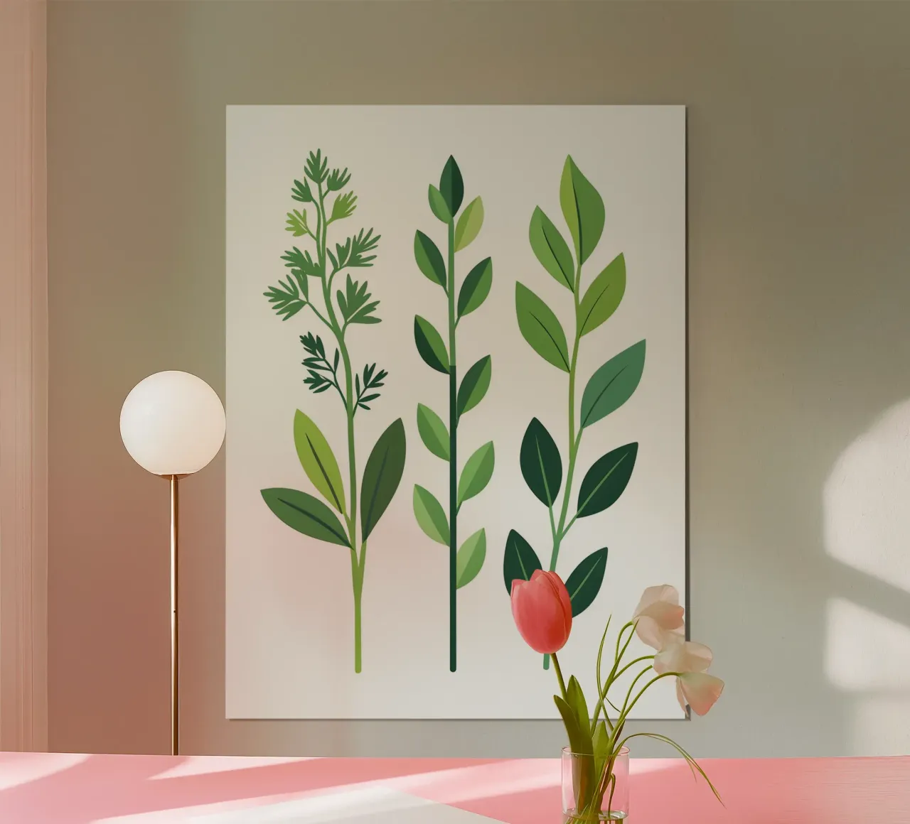 composizione di rametti di erbe poster con telaio in legno da The Green Room