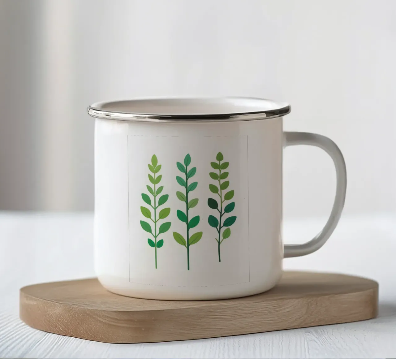 composizione di rametti di erbe tazza in smalto da Botanical Gallery