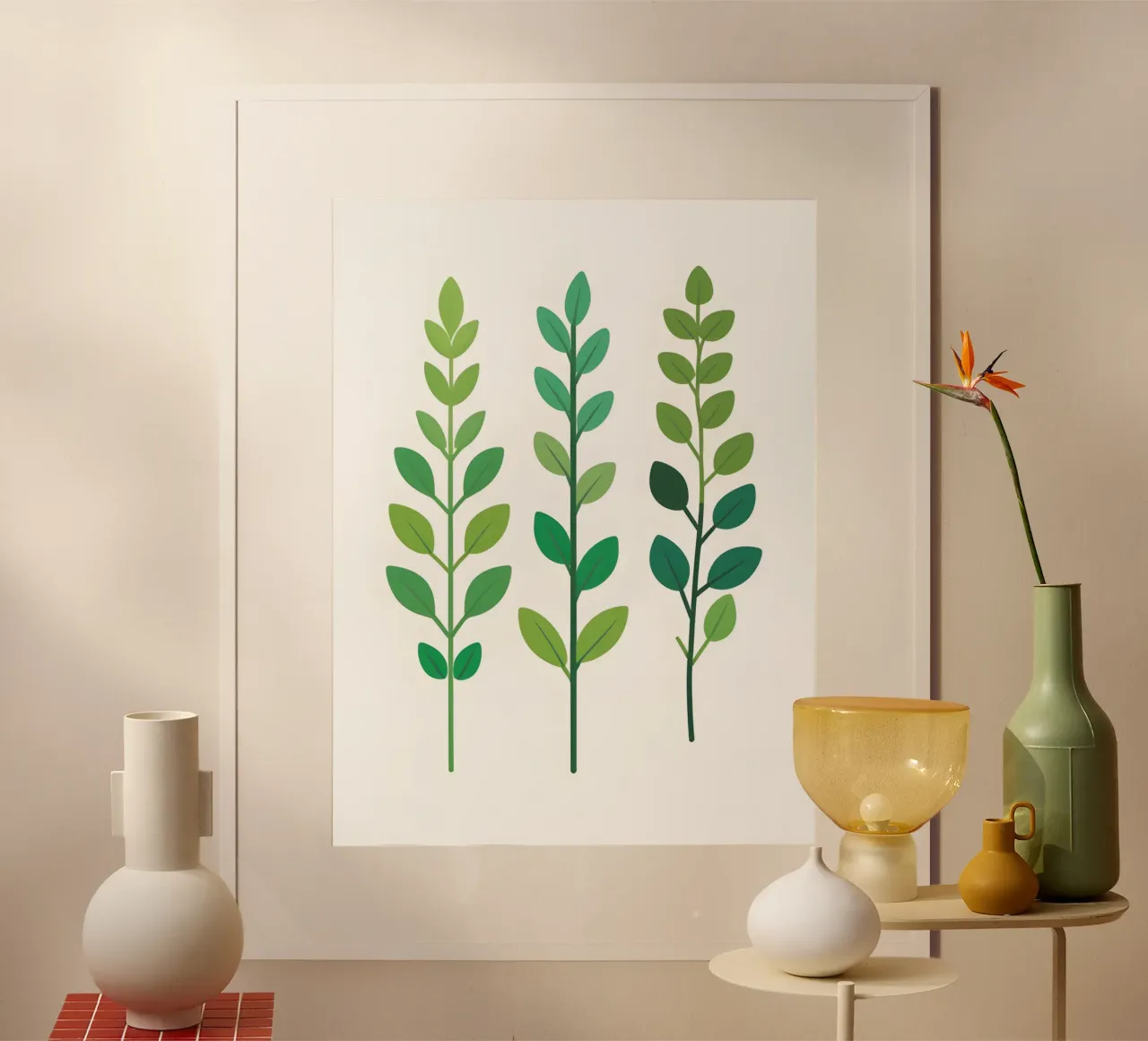 composizione di rametti di erbe poster con telaio in legno da The Green Room