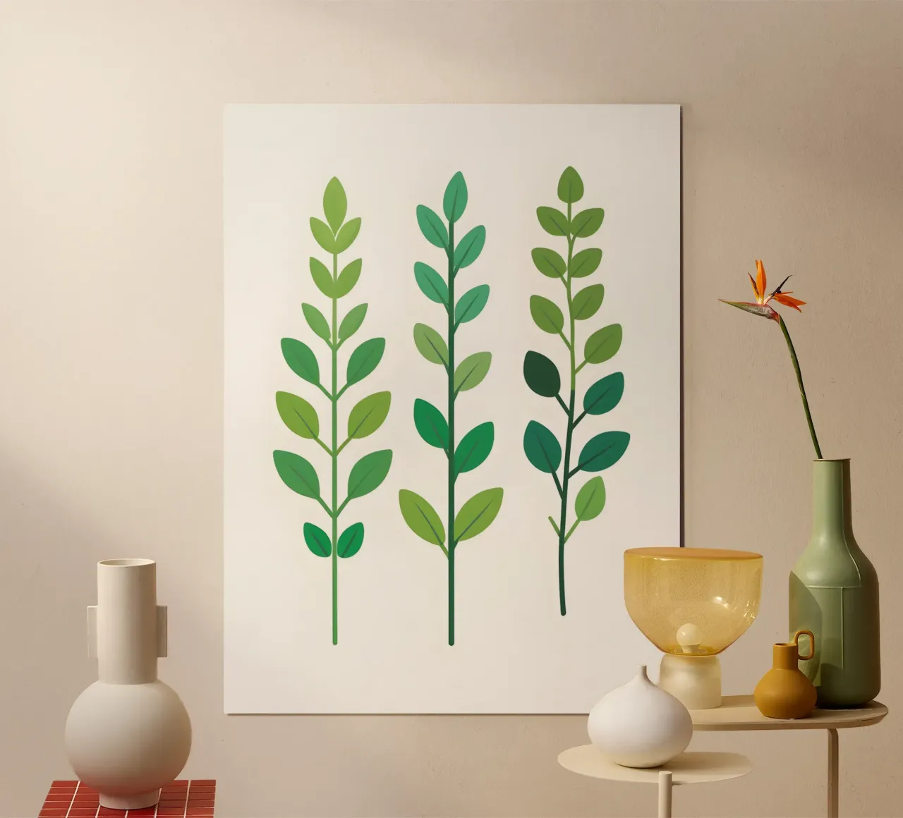 composizione di rametti di erbe poster con telaio in legno da The Green Room