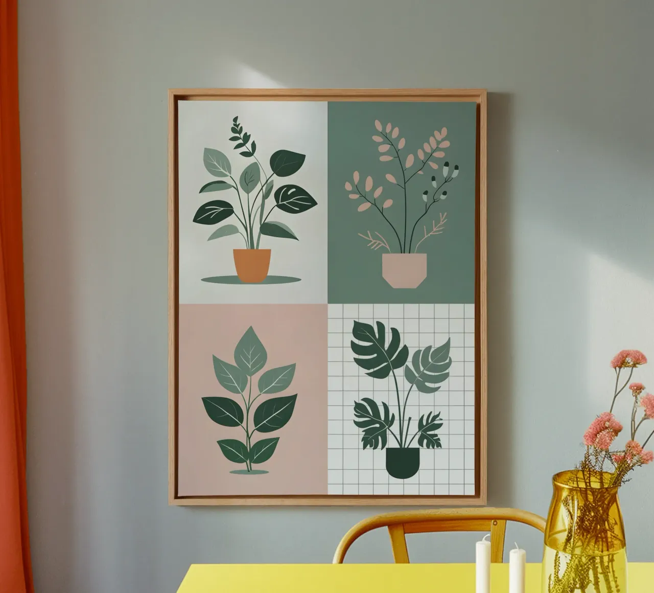 Griglia botanica tela con Cornice a cassetta da The Green Room