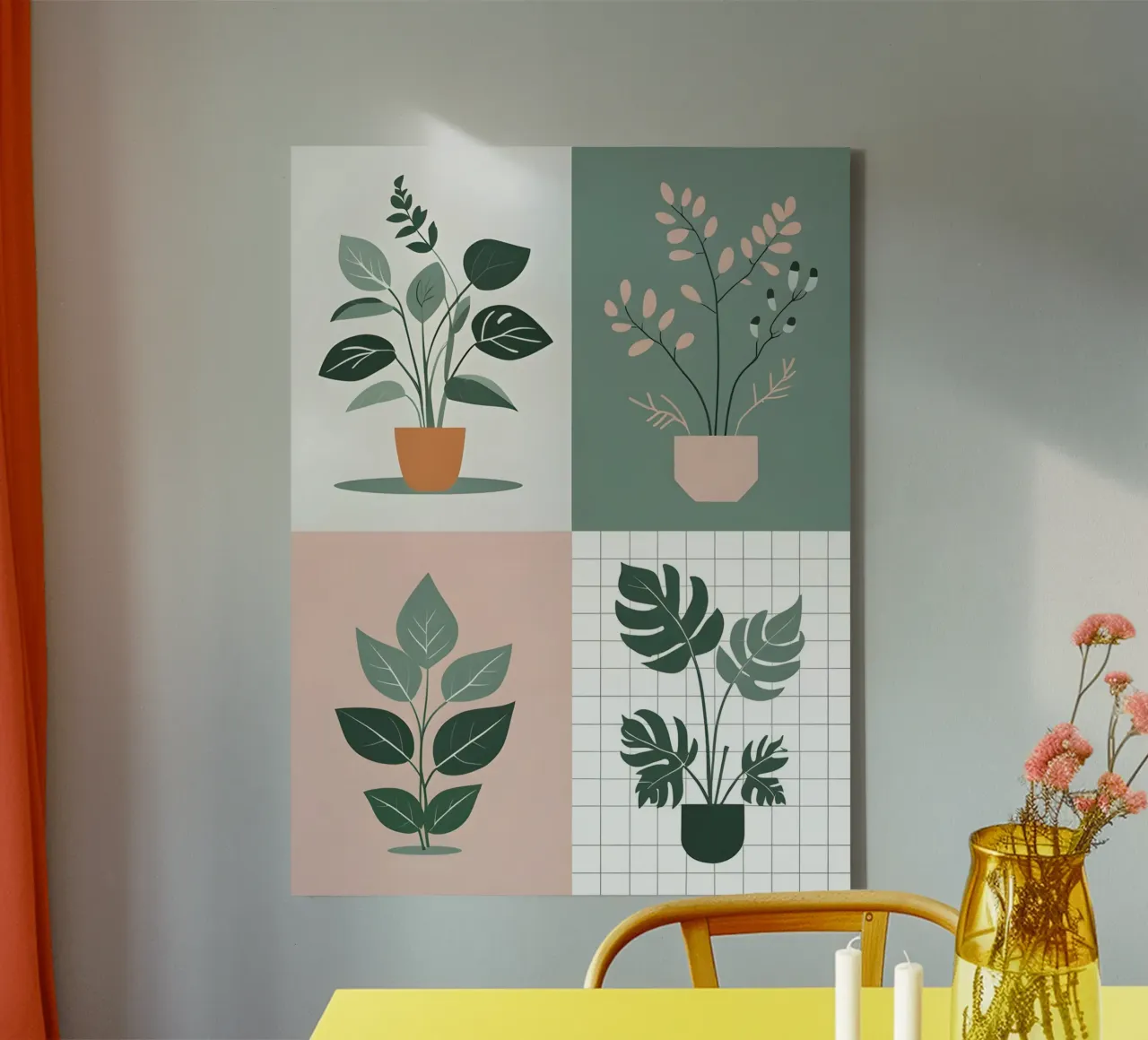 Griglia botanica tela con Cornice a cassetta da The Green Room