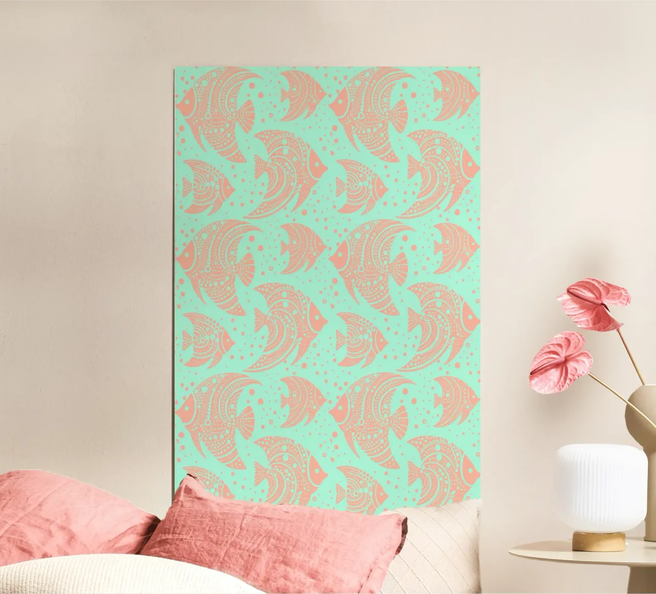 Pesce tropicale pesca turchese poster con telaio in alluminio da SilverPegasus