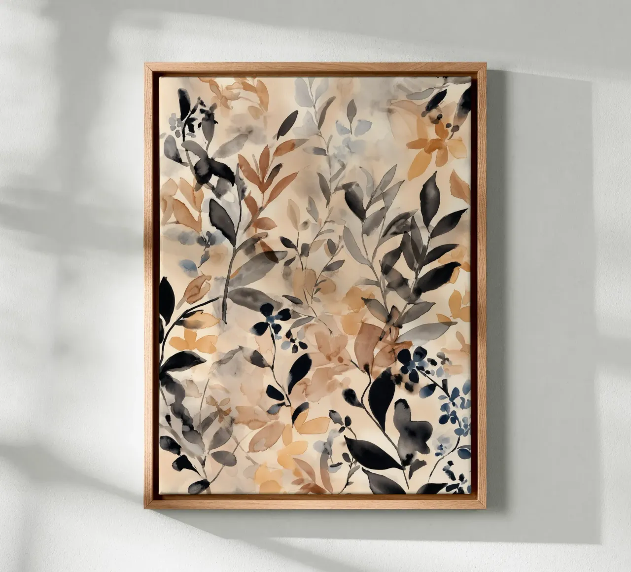 Aardse bladeren canvas met Baklijst van Sophia Calder Studio