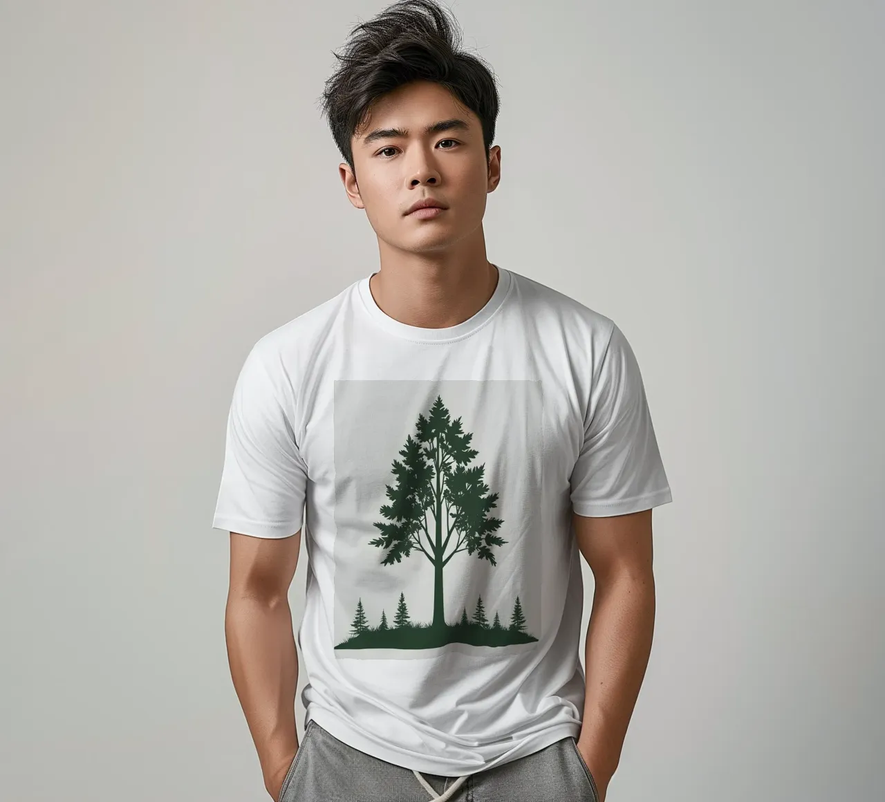 Silhouette di un singolo albero t-shirt da Botanical Gallery