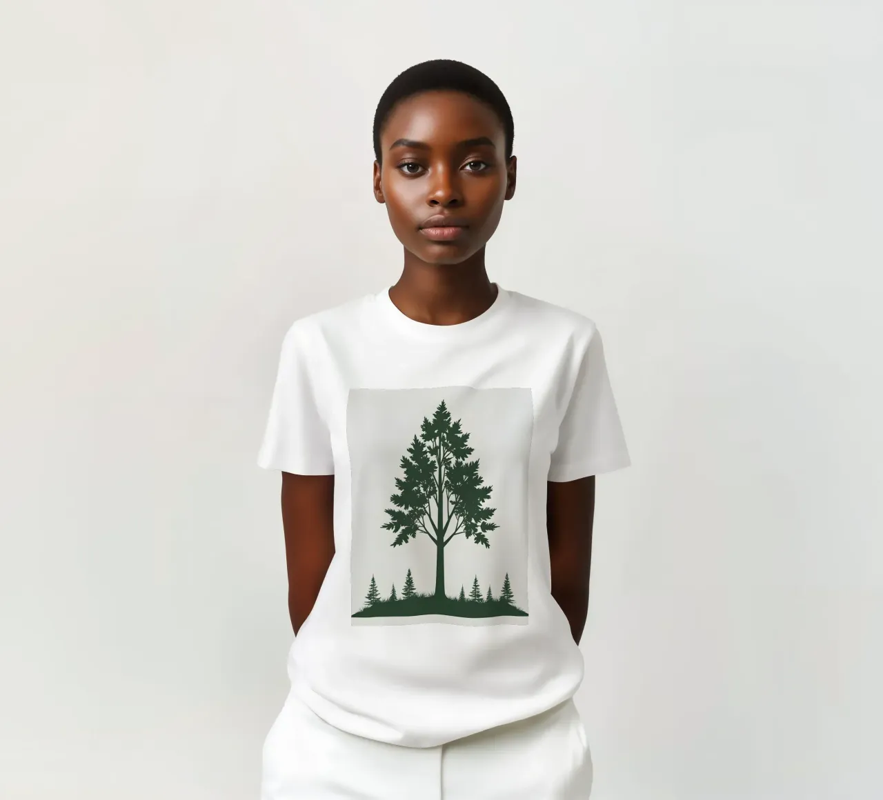 Silhouette di un singolo albero t-shirt da Botanical Gallery